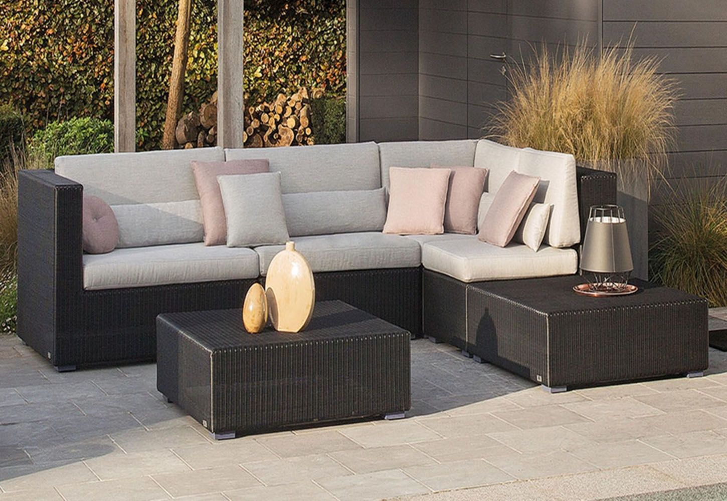 contemporary outdoor l shape rattan sofa set