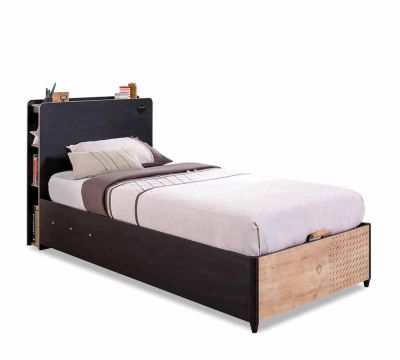 Black Bed with Storage Base (100x200cm)