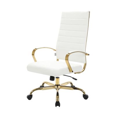 Bowen Swivel Office Chair White and Gold Base