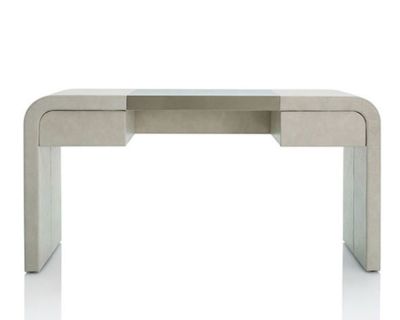 Contemporary Light Grey Leather Dressing Table