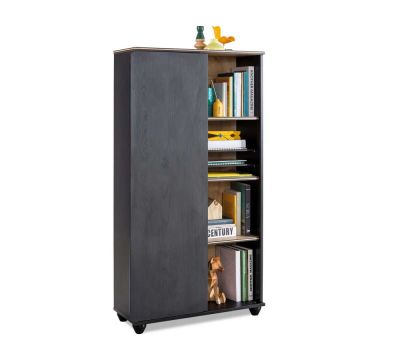 Black Bookcase with Storage