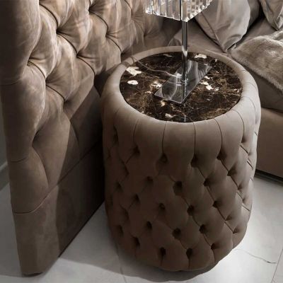 Modern Button Upholstered Italian Side Table