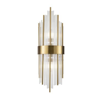 Contemporary Brushed Brass Crystal Glass Wall Lamp