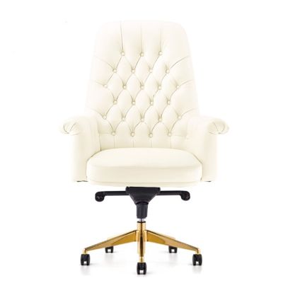 Claudia Leather Swivel Chair Gold Base