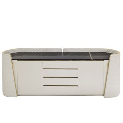 Celestia Quilted Leather Sideboard With Marble Top 