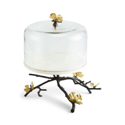 Butterfly Ginkgo Cake Stand & Dome