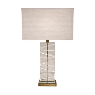 Antique Brass And Clear Crystal Table Lamp