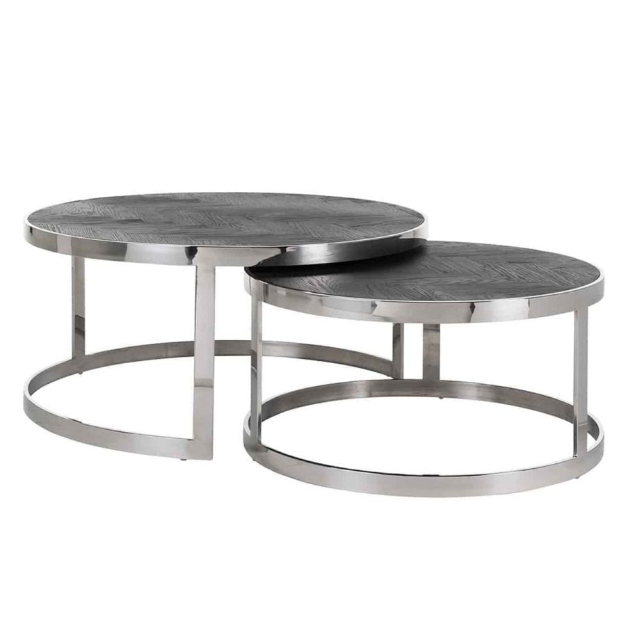 Coffee Table Blackbone Silver Set of 2  