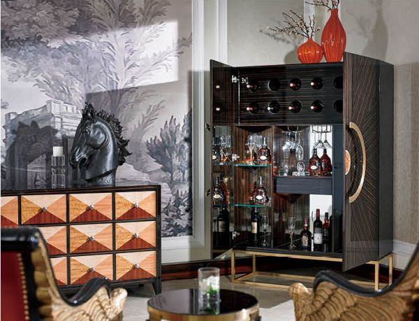 Francis Ebony Veneer Wine Cabinet