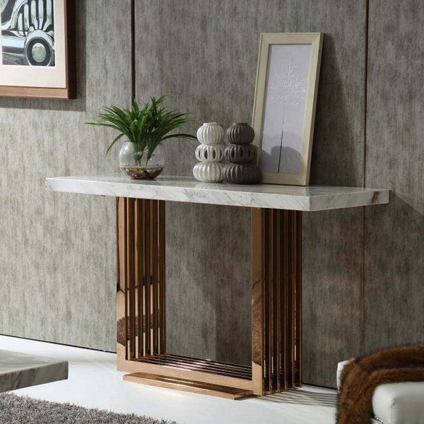 Modern Console Table With White Marble Top