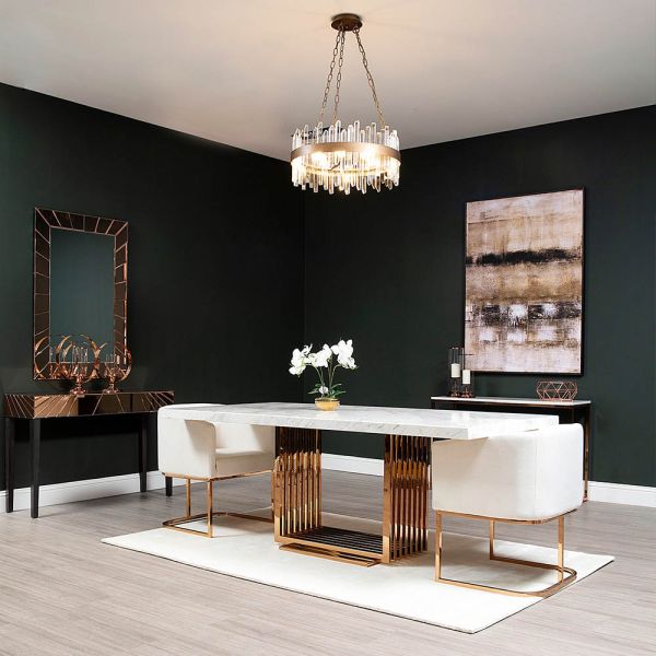 Modern Dining Table With White Marble Top