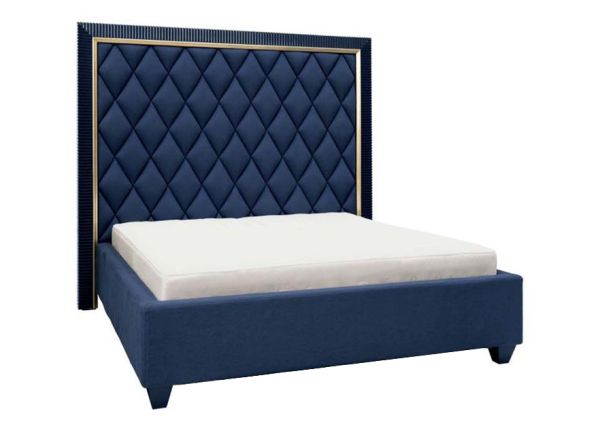  Luxury Italian Designer Bed with Tall Headboard Blue 