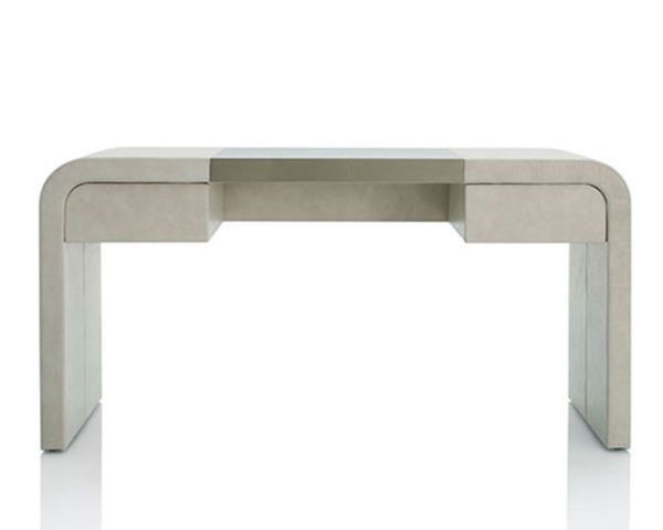 Contemporary Light Grey Leather Dressing Table