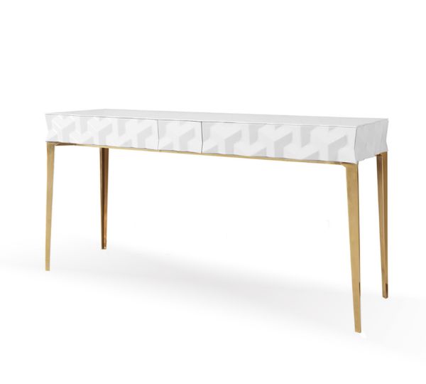 Contemporary Gloss White Console Table No Handle  