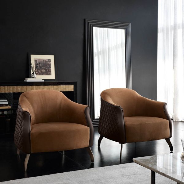 Italian Leather Olympia Two Tone Armchair