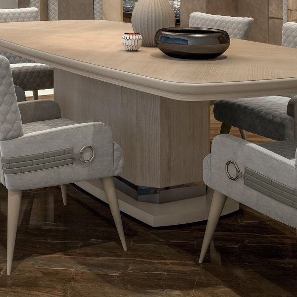 Designer Italian Quilted Rectangular Dining Table
