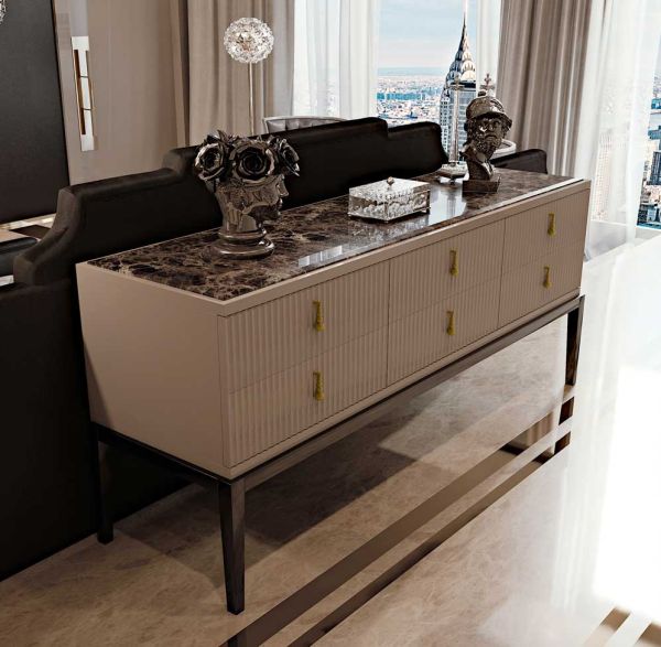 Luxury Italian Designer 6 Drawer Buffet Sideboard