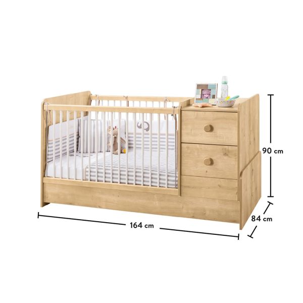 Mocha St Convertible Baby Bed (75x160 cm)