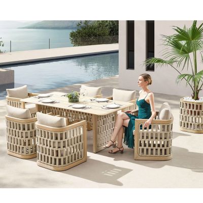 Riva Teak Outdoor Dining Table Set Table with 6 Chairs
