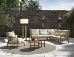 ANAIS center teak naturel, beige weaving, incl cushions cream Garden Furniture 