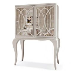 Luxury Italian White Fretwork Mirrored Cocktail Cabinet  