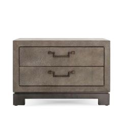 Cambridge Shagreen Taupe Leather Bedside Cabinet  