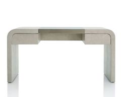 Contemporary Light Grey Leather Dressing Table  