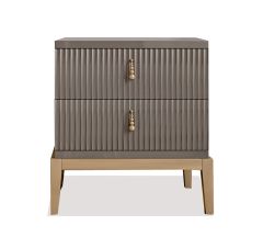 Luxury Italian Art Deco Lacquered Bedside Cabinet Grey  