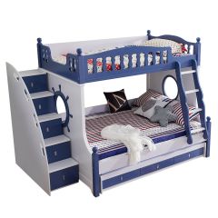 Kids Bunk Bed With Storage Stairs Navy Blue  