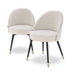 Eichholtz Cooper Dining Chair Set of 2 Bouclé Cream Coffee Tables 