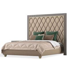 Luxury Italian Designer Bed with Tall Headboard Bedroom 