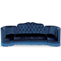 Luxury Italian Designer Art Deco Style Button Upholstered Sofa  