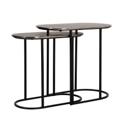 Chandon Aluminium Oval Side Table  Set of 2  