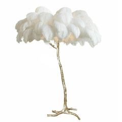 Opulent Ostrich Feather Floor Lamp White  
