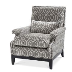 Eichholtz Chair Goldoni Trellis Grey Velvet Armchairs 
