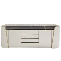 Celestia Quilted Leather Sideboard With Marble Top  