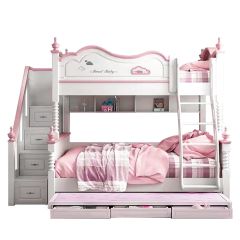 Cloud Bunk Bed with Storage Stairs Pink  