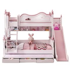 Cloud Bunk Bed with Slide Pink  