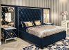 Luxury Italian Designer Bed with Tall Headboard Blue  