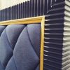Luxury Italian Designer Bed with Tall Headboard Blue  