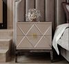 Luxury Italian Designer Lacquered Bedside Cabinet with Marble Top Cappuccino  
