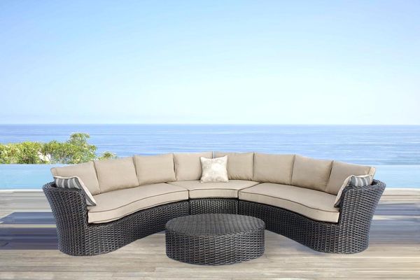 Luxury Outdoor Curved Rattan Sofa Set, Curved Outdoor Furniture